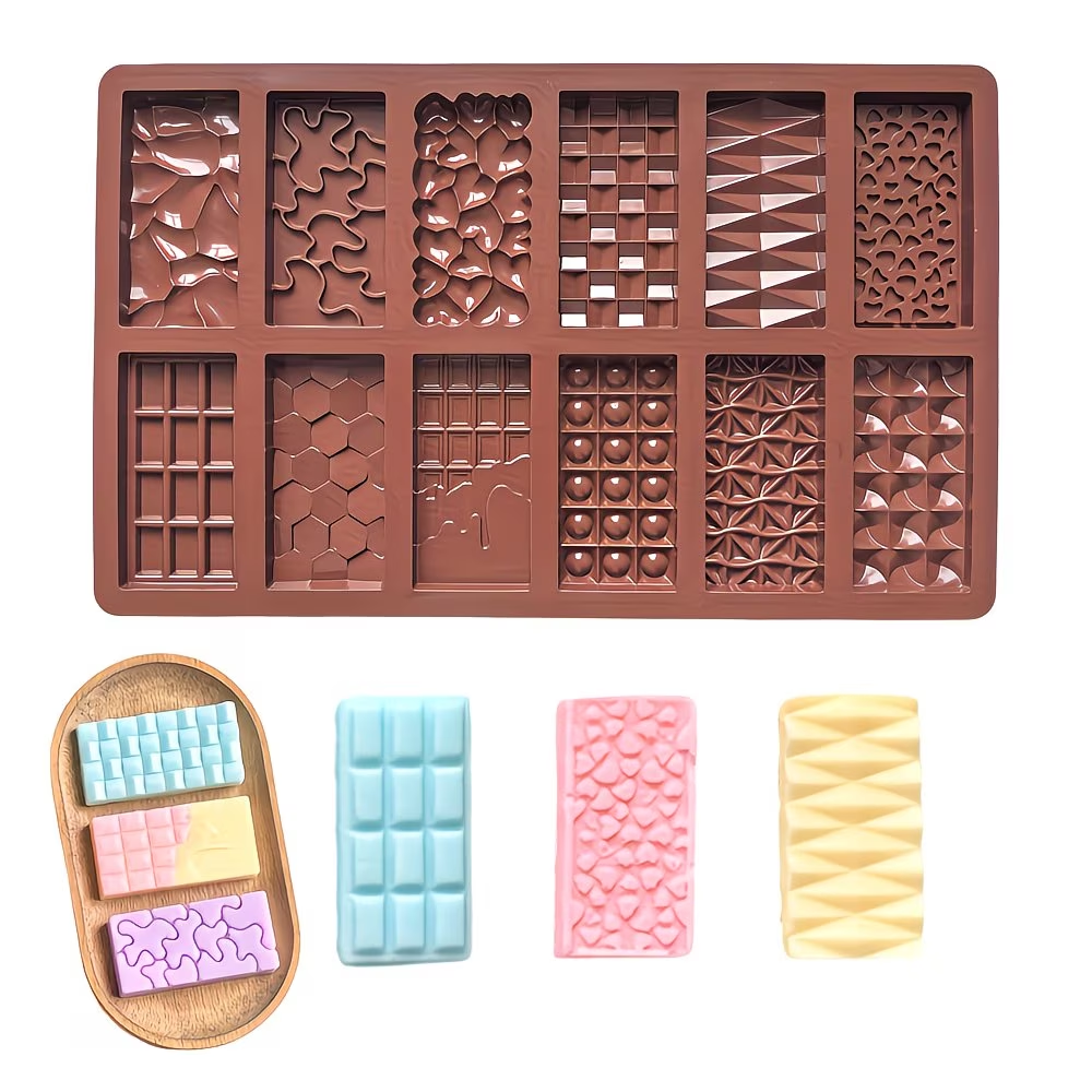 Silicone Cake Mold - 12-in-One Dubai Chocolate Mold Bars -
