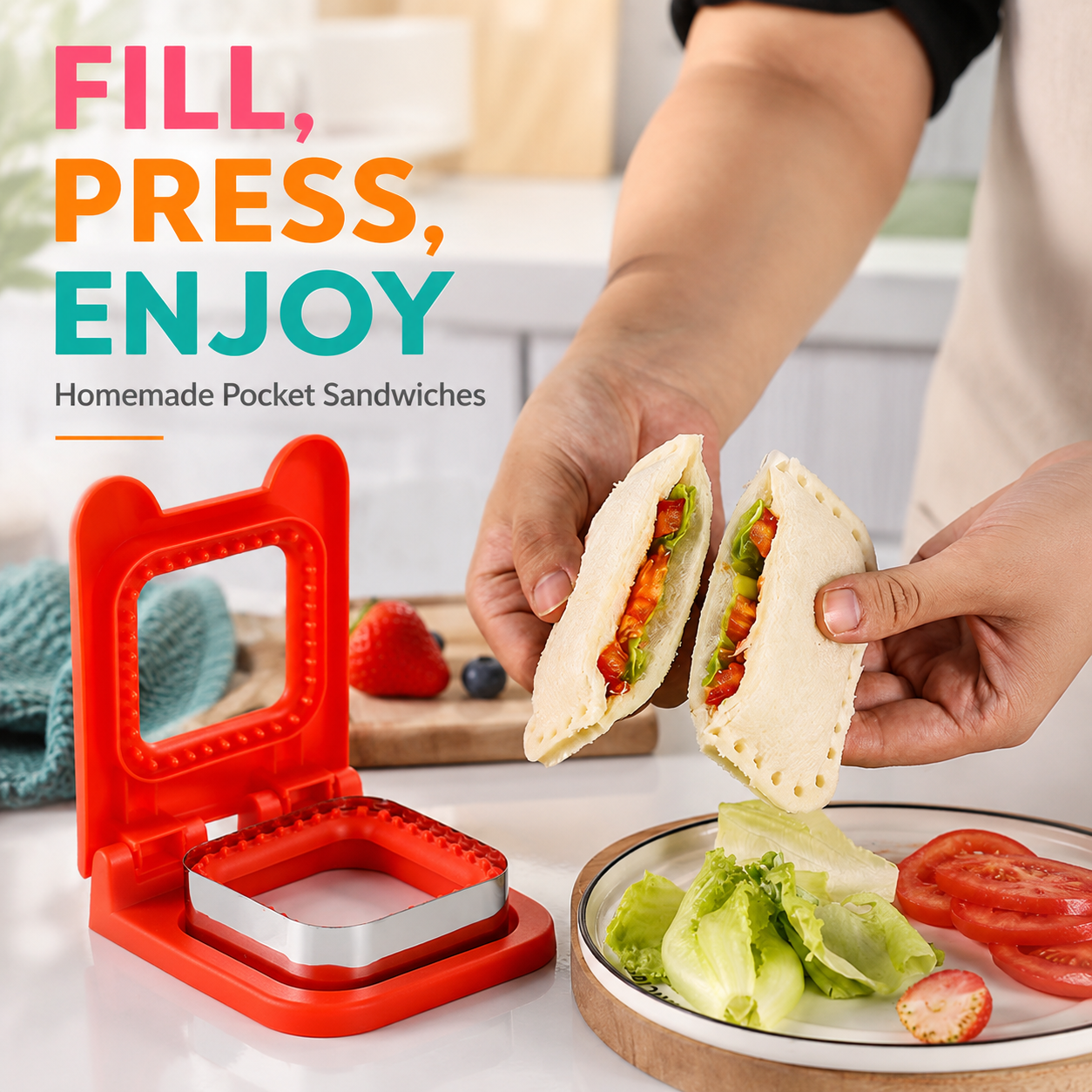Kitchen Baking Items - Pocket Sandwich Maker Stainless Steel Bread