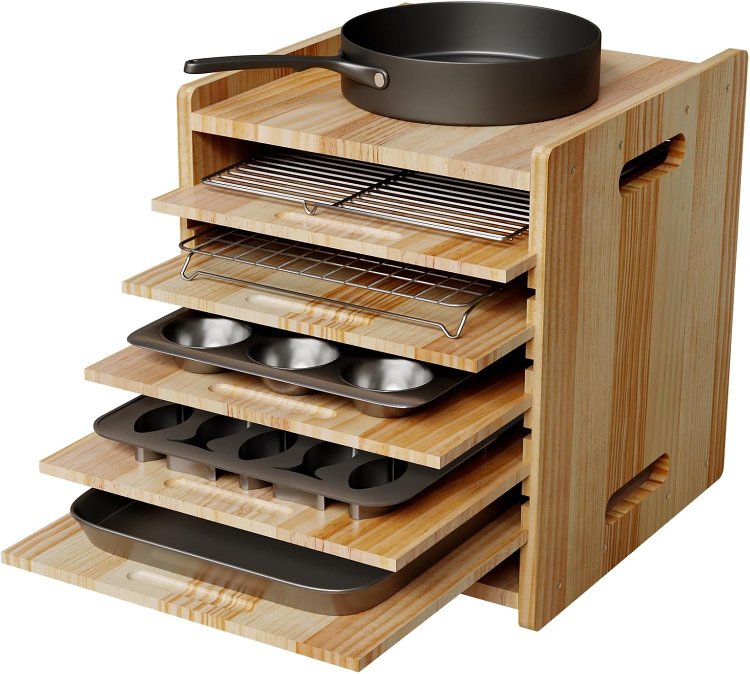 Kitchen Cabinet Baking Organizer - 7 Tier Cookie Sheet Organizer for