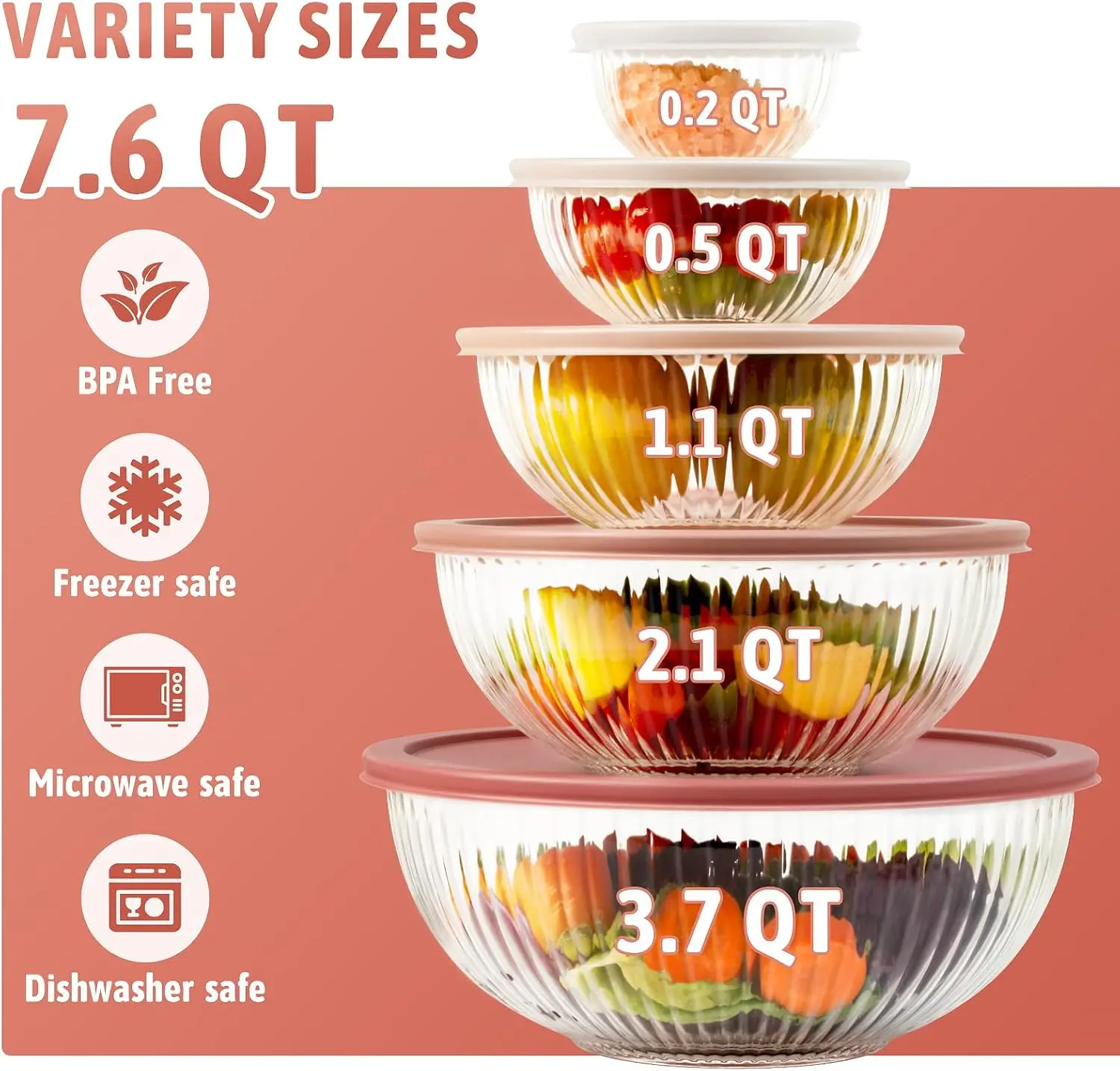 Glass Mixing Bowls with Lids S – обзор и цена Kitchen Glass Baking Set