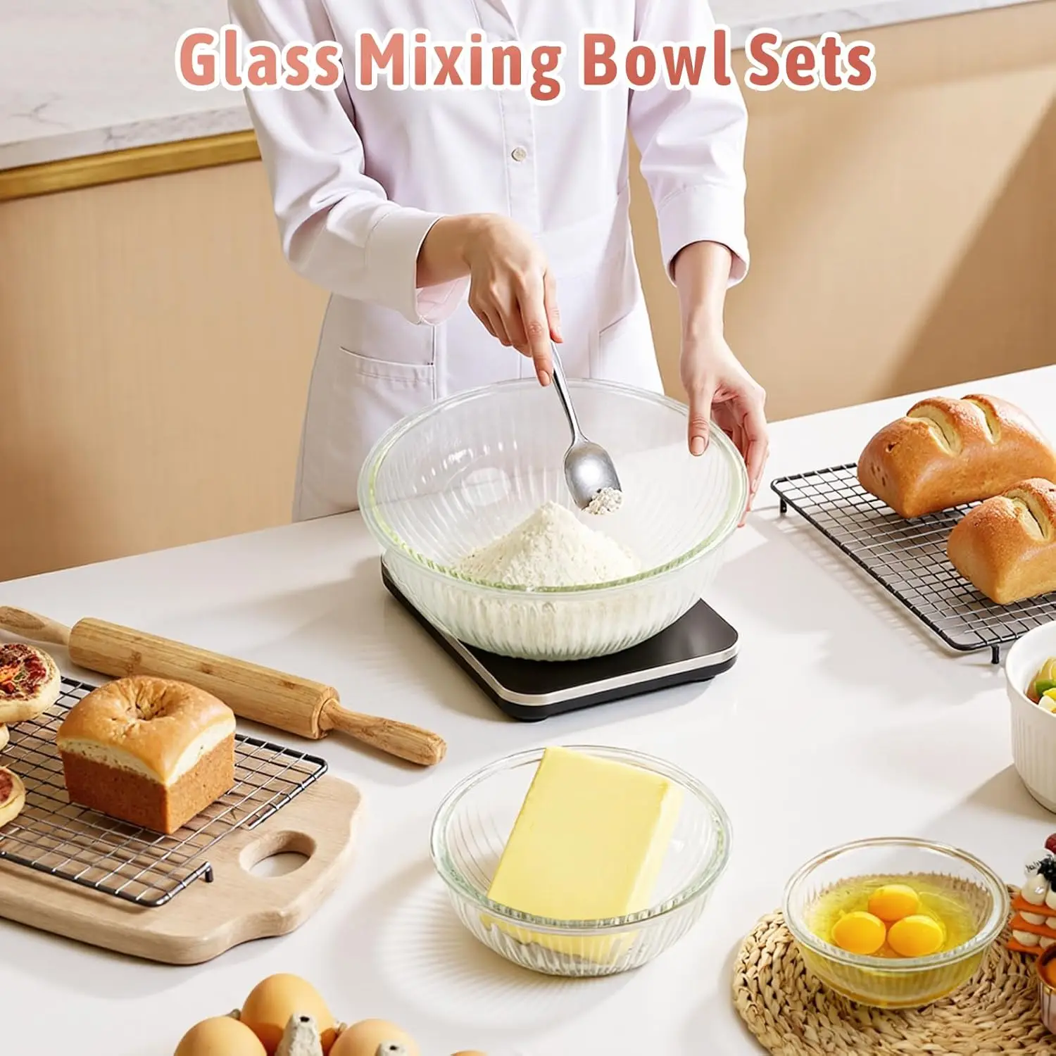 Glass Mixing Bowls with Lids S – обзор и цена Kitchen Glass Baking Set