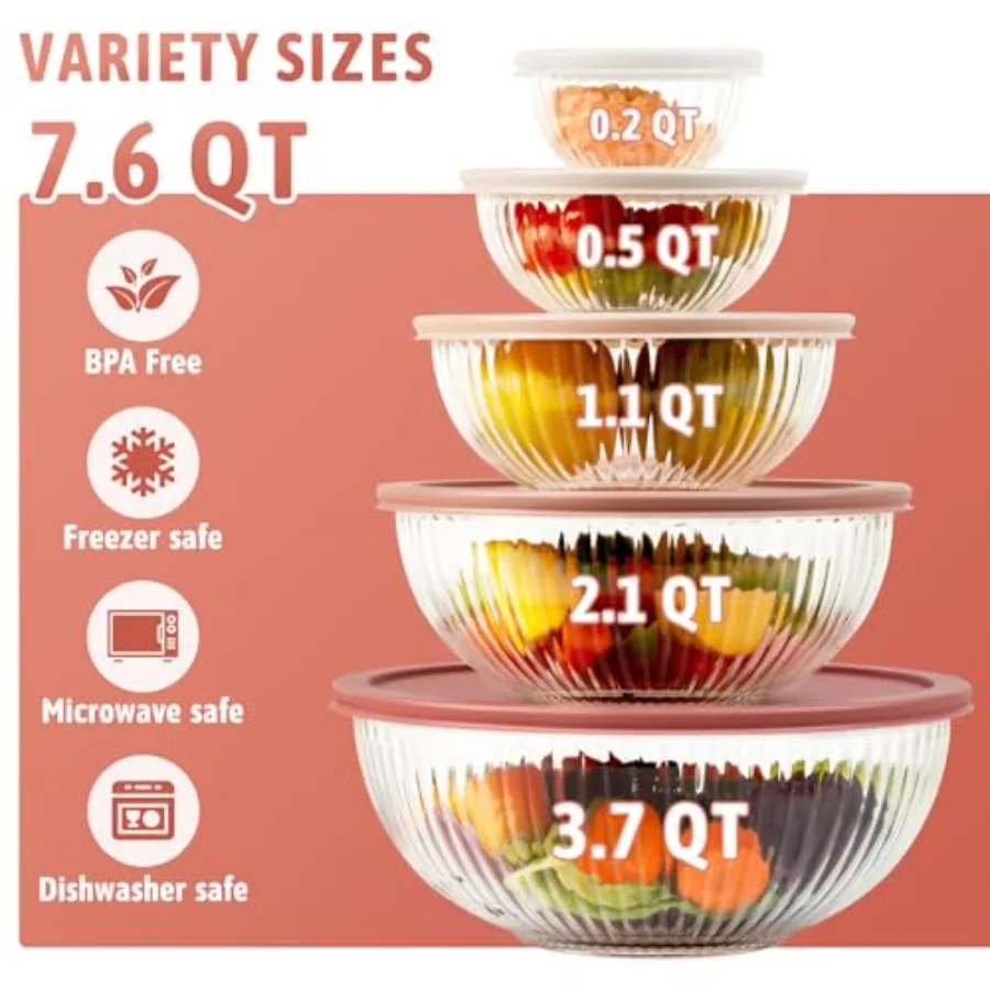 Glass Mixing Bowls with Lids S – обзор и цена Kitchen Glass Baking Set