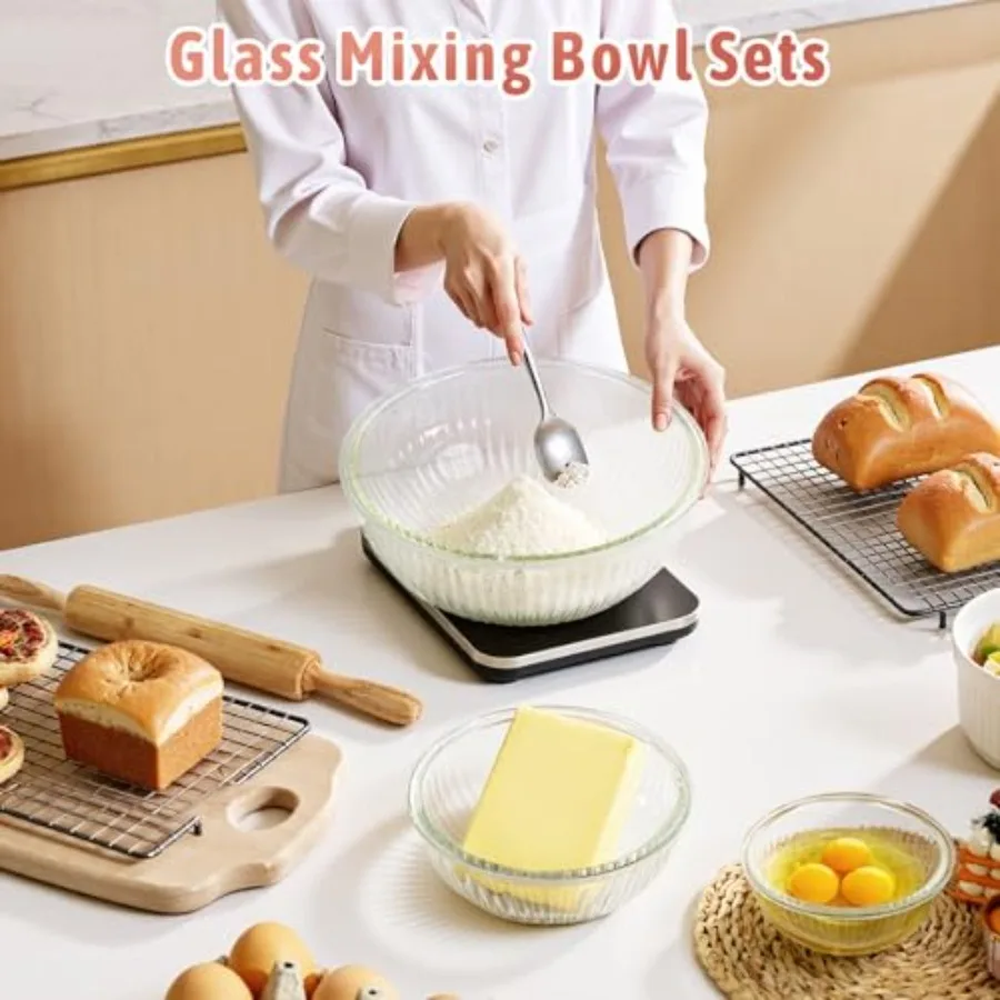 Glass Mixing Bowls with Lids S – обзор и цена Kitchen Glass Baking Set