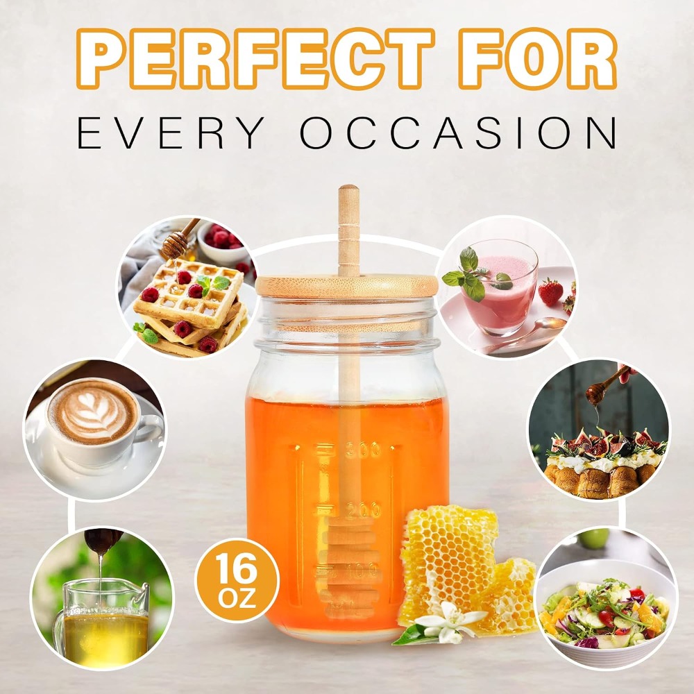 16oz Glass Honey Jar with Hone – обзор и цена Kitchen Glass Baking Set