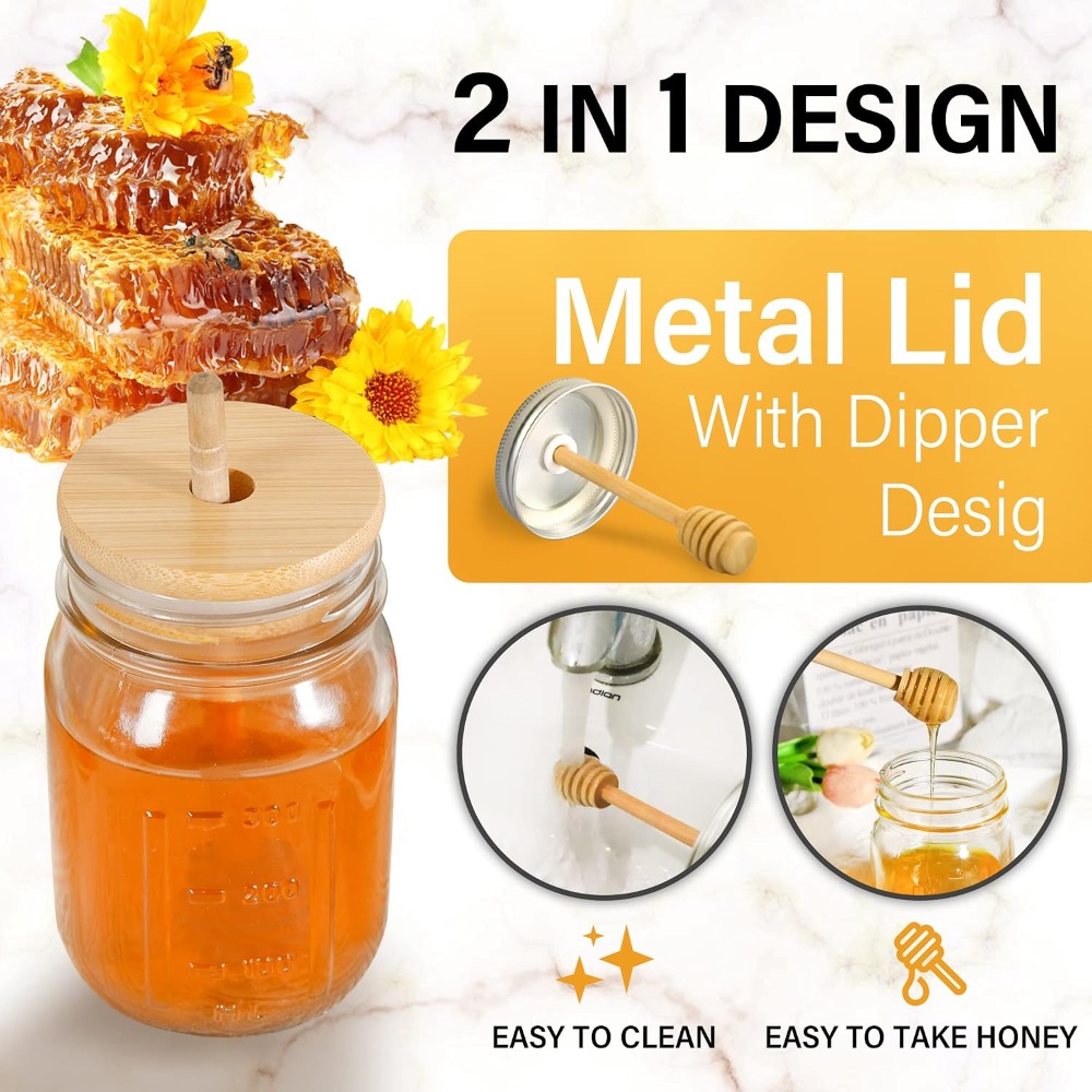 16oz Glass Honey Jar with Hone – обзор и цена Kitchen Glass Baking Set