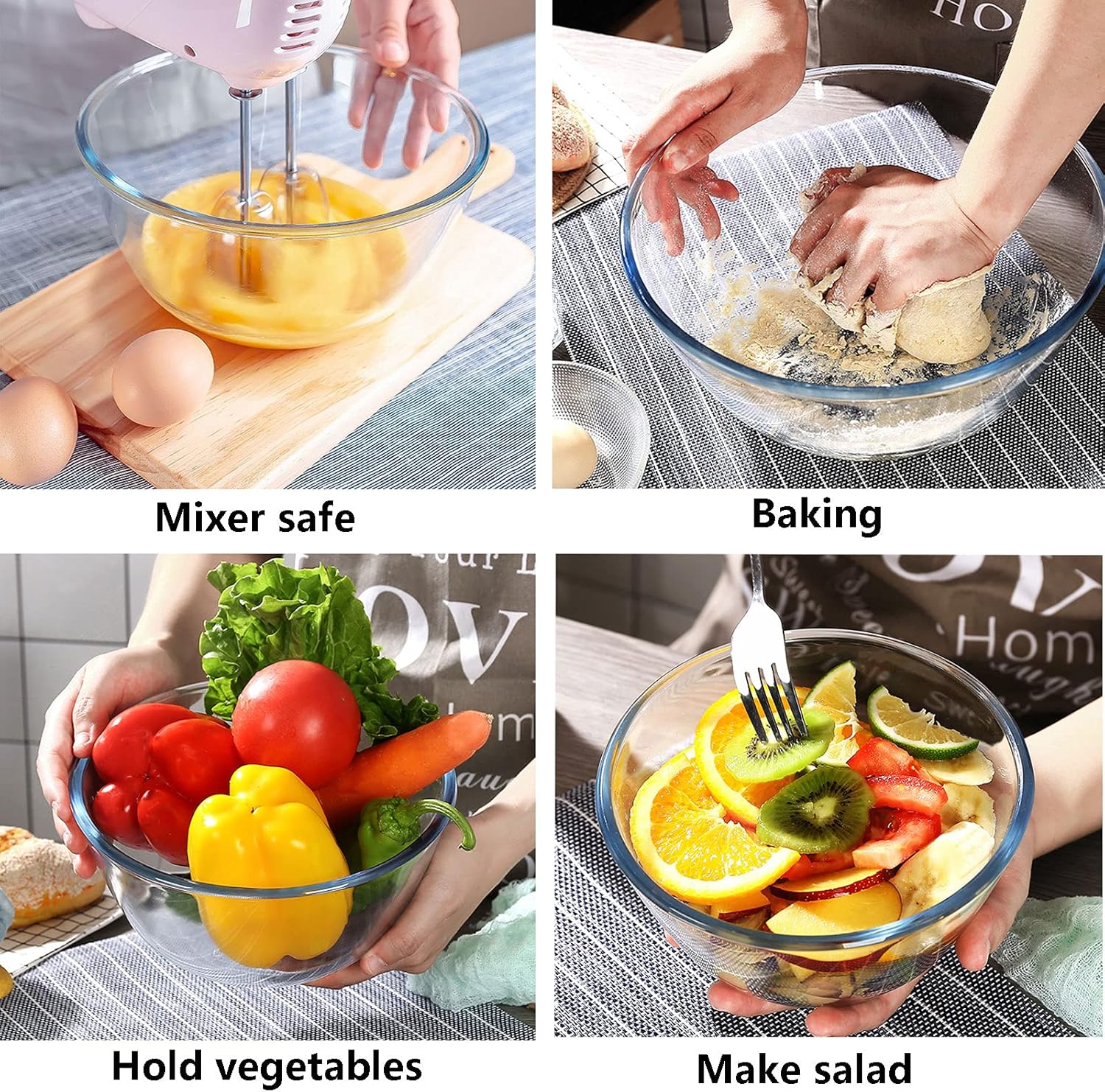 Glass Mixing Bowl Set of 3 for – обзор и цена Kitchen Glass Baking Set