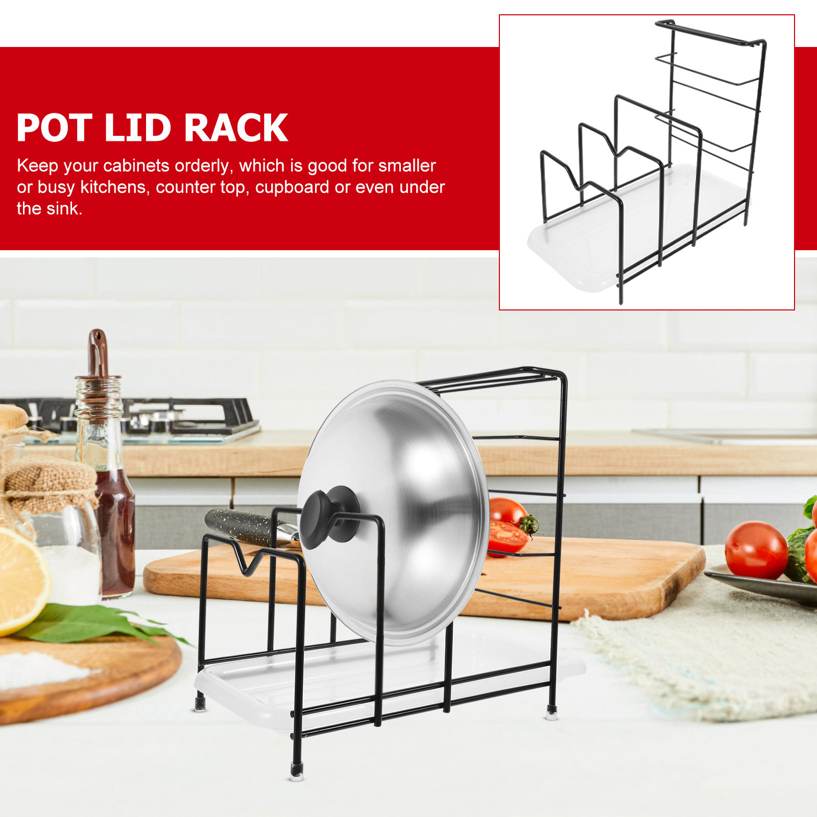 Lid Organizer for Pot Lids Cut – обзор и цена Kitchen Cabinet Baking Organizer