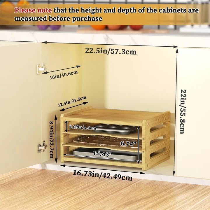 4 Tier Wooden Tray Dividers fo – обзор и цена Kitchen Cabinet Baking Organizer