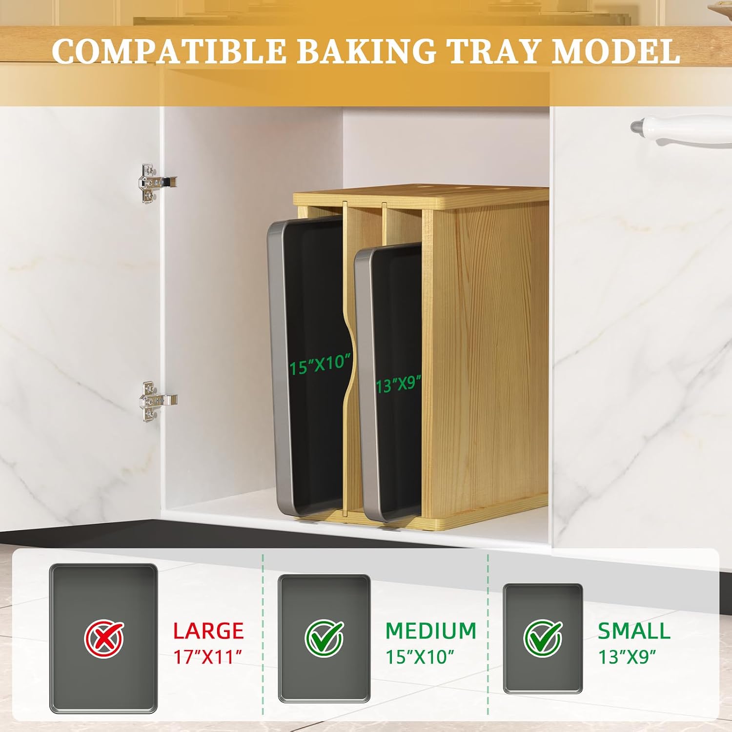 4 Tier Wooden Tray Dividers fo – обзор и цена Kitchen Cabinet Baking Organizer
